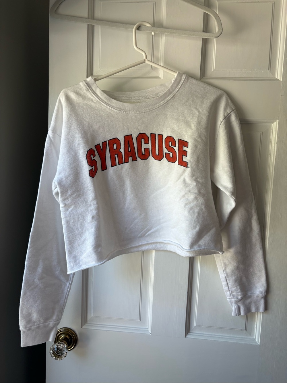 White Syracuse Cropped Crewneck Sweatshirt